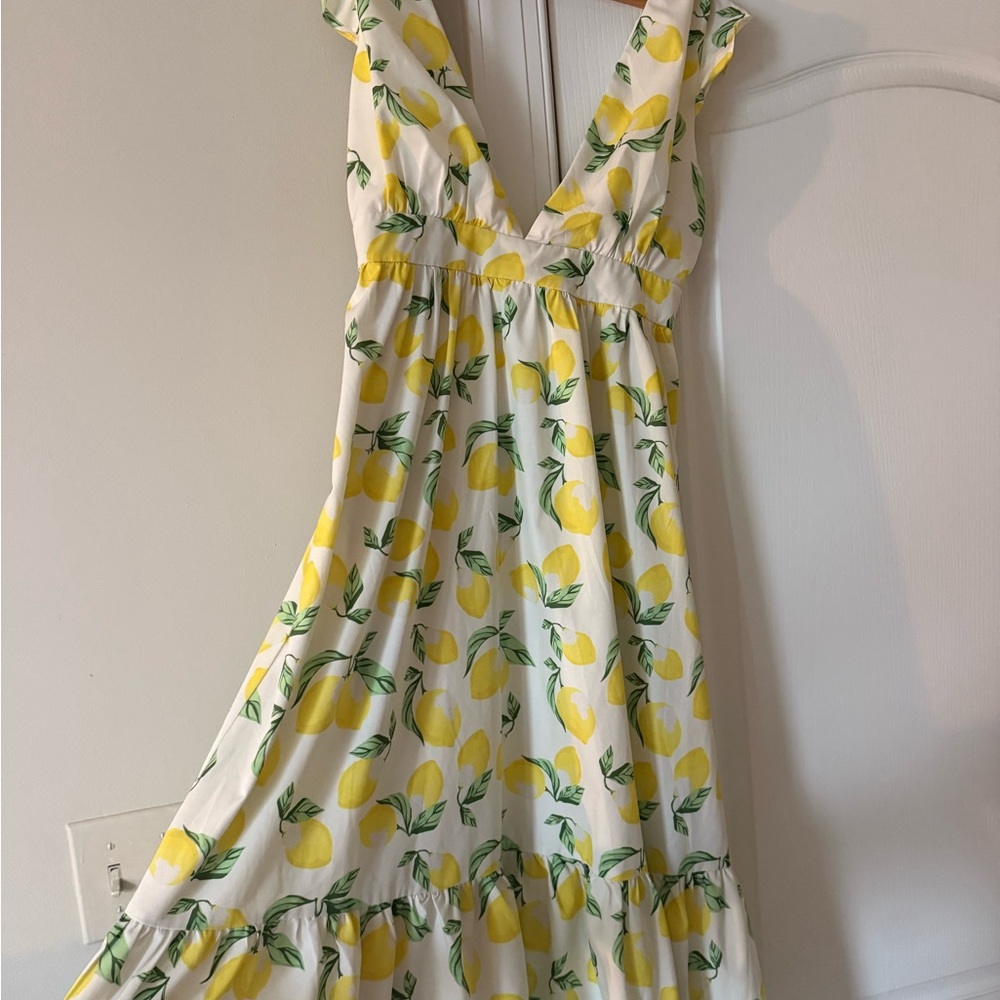 Pink Lily White Cream Empire Waist Sundress